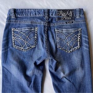 Rock & Roll Cowgirl Low Bling Embellished Boot Cut Jeans